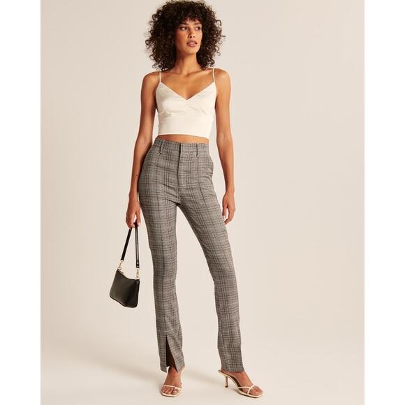 NWT ABERCROMBIE & FITCH The Skinny Ultra High Rise Pant Size 25 LONG Plaid - Picture 2 of 9